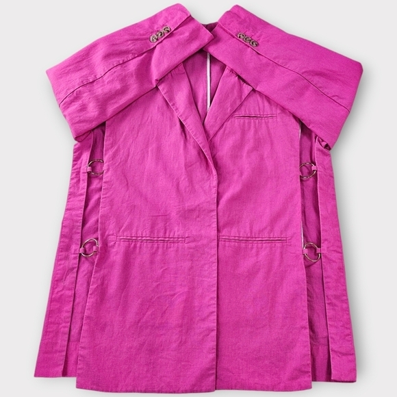 Eudon Choi Oversized Pink Linen Blazer with Side Cutouts - Picture 11 of 15